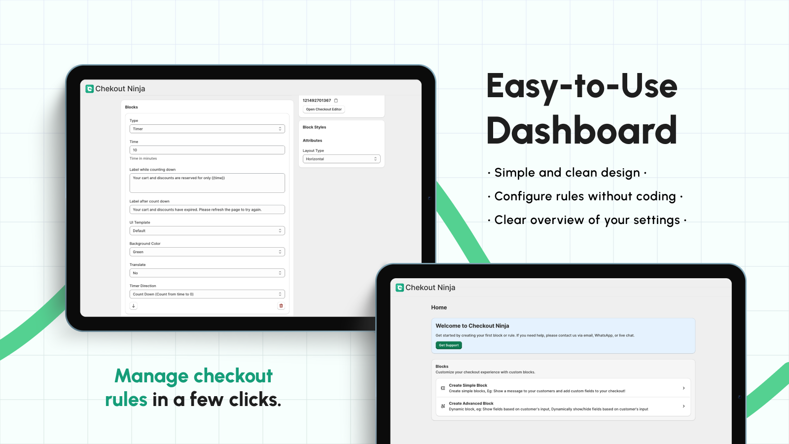 Drag and drop blocks for checkout customization