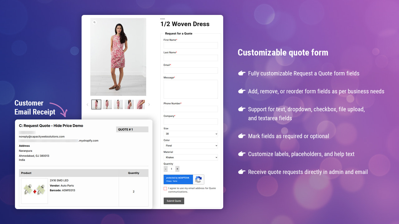 Customizable Quote Form and Email