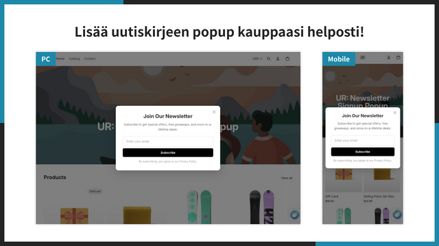 Lisää uutiskirjeen popup kauppaasi helposti!