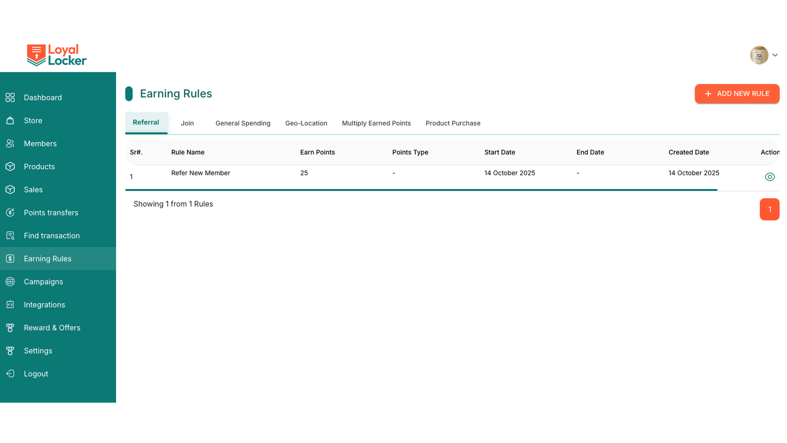 Points engine earning ruless