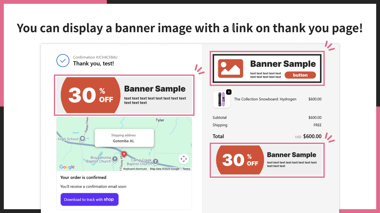 You can display a banner image with a link on thank you page