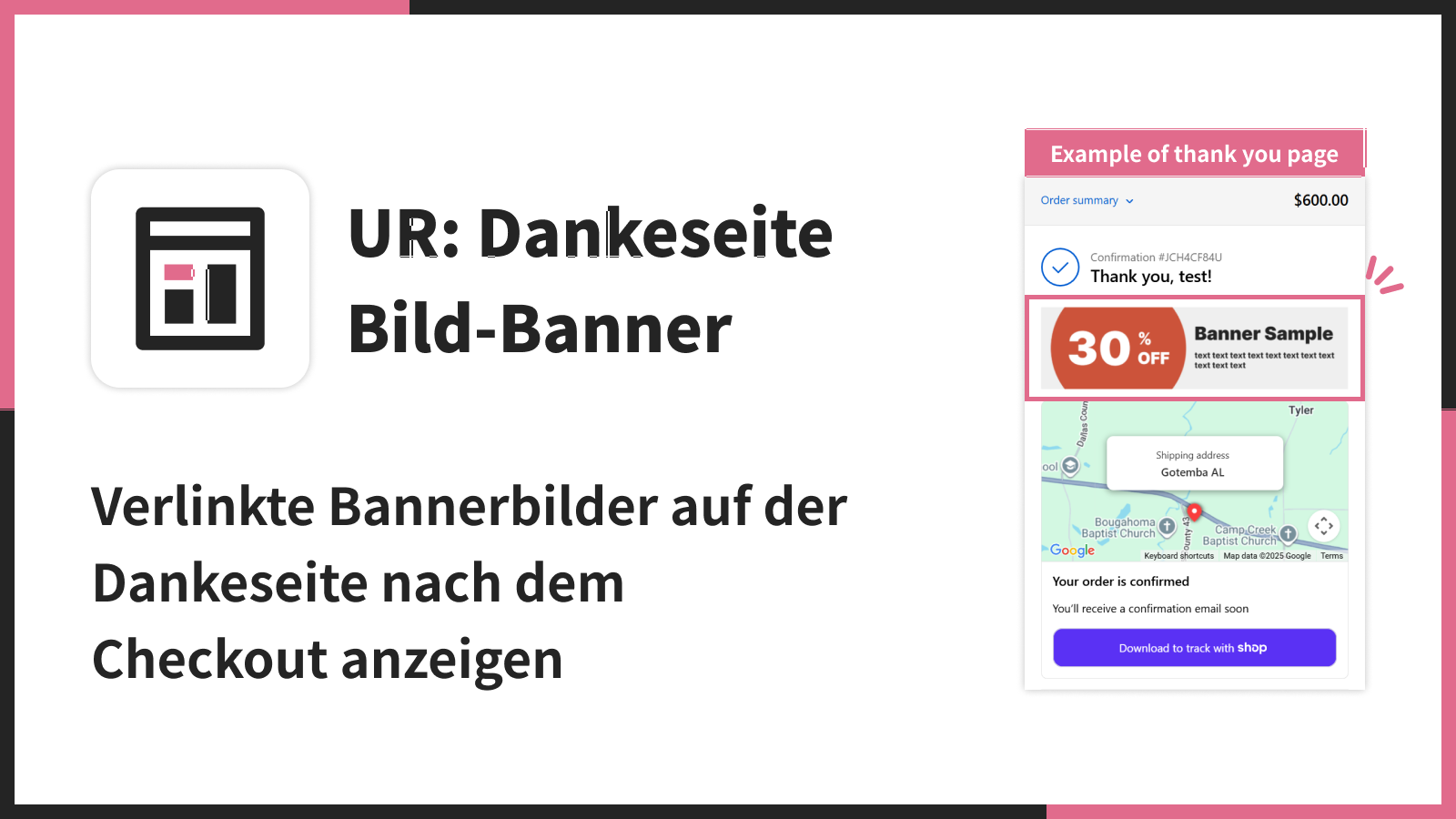 Bannerbilder mit Links auf Dankeseite nach Checkout