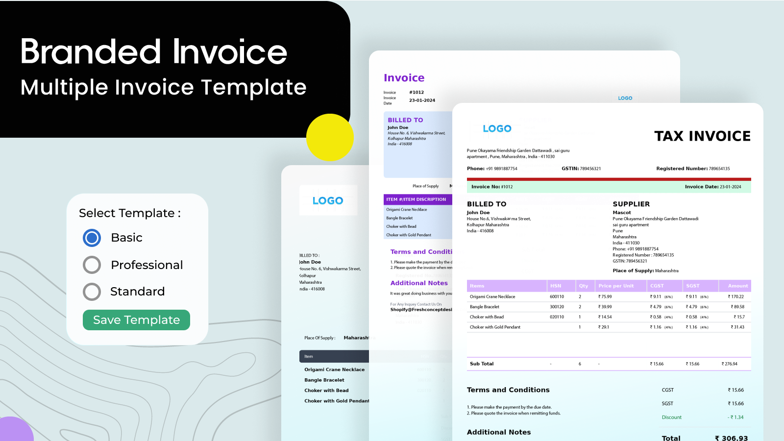 pdf invoice multiple template