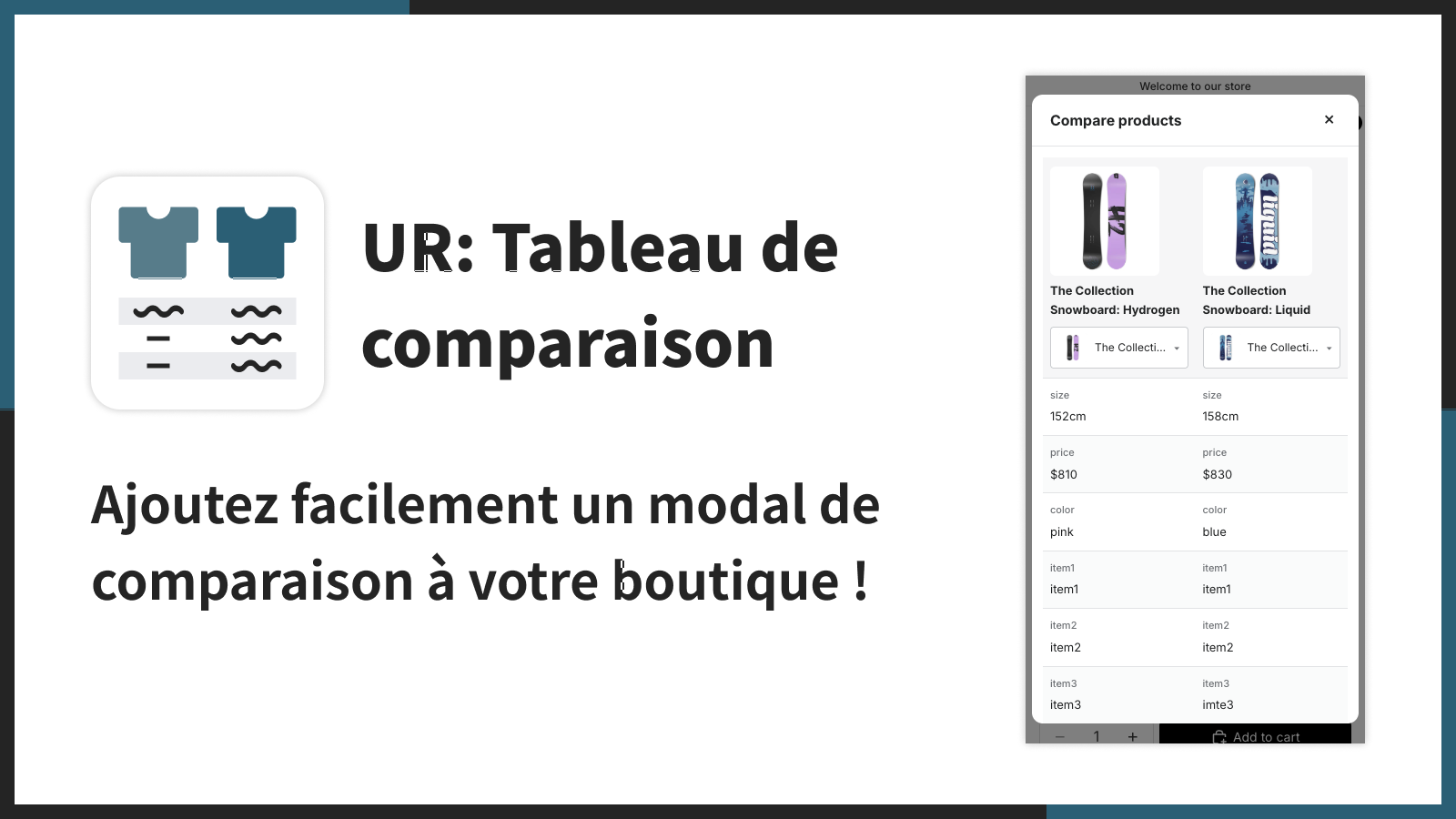 Ajoutez facilement un modal de comparaison à votre boutique !