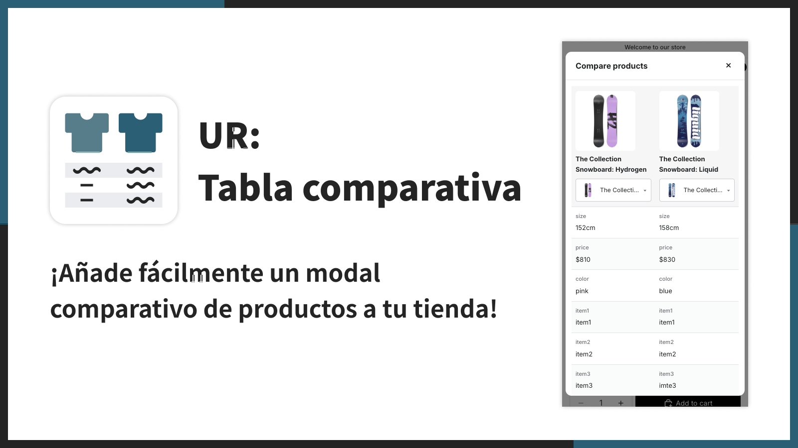 ¡Añade fácilmente un modal comparativo de productos a tu tienda!