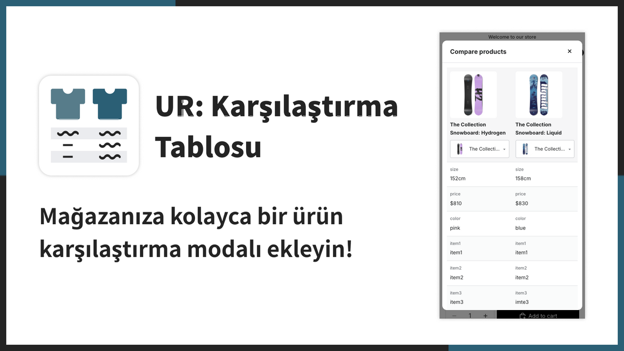 Mağazanıza kolayca bir ürün karşılaştırma modalı ekleyin!