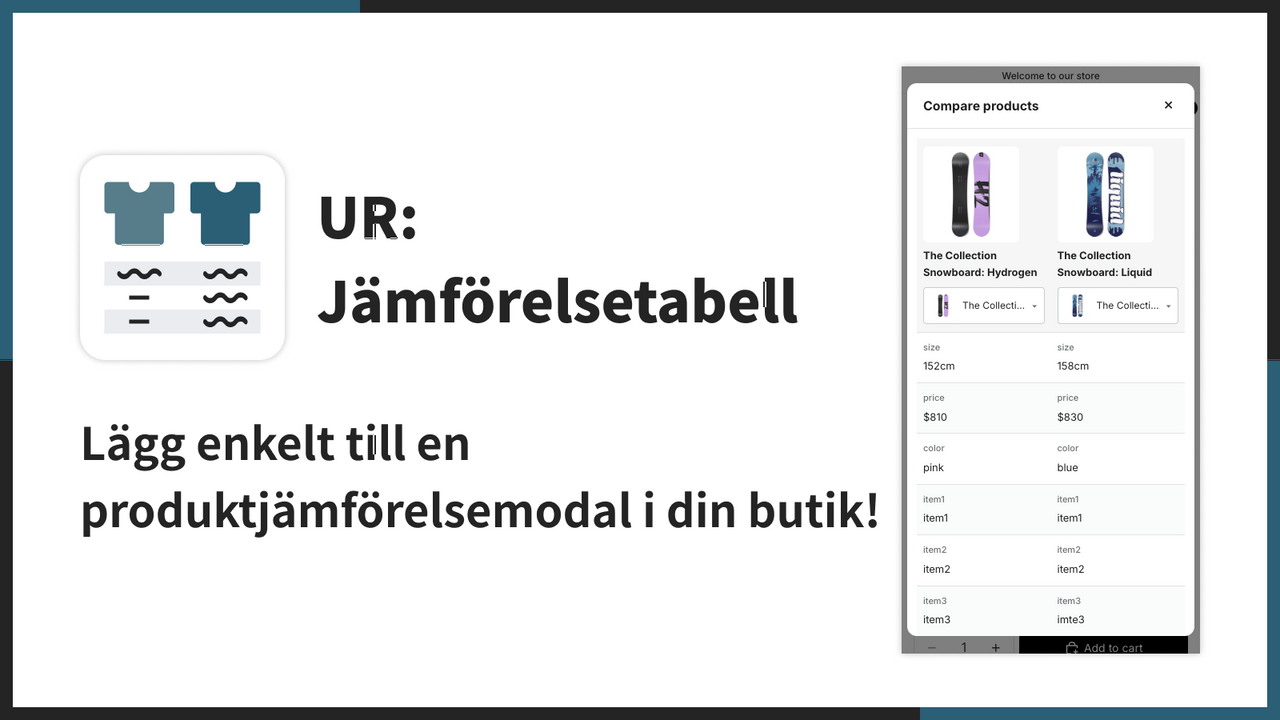 Lägg enkelt till en produktjämförelsemodal i din butik!
