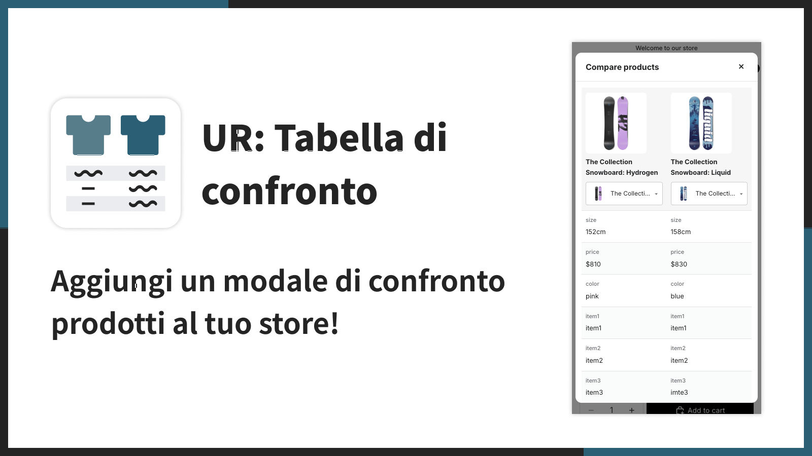 Aggiungi un modale di confronto prodotti al tuo store!