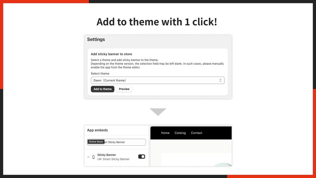 Add to theme with 1 click! 