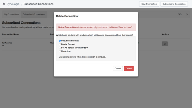 When disconnecting a connection you have the option to manage th