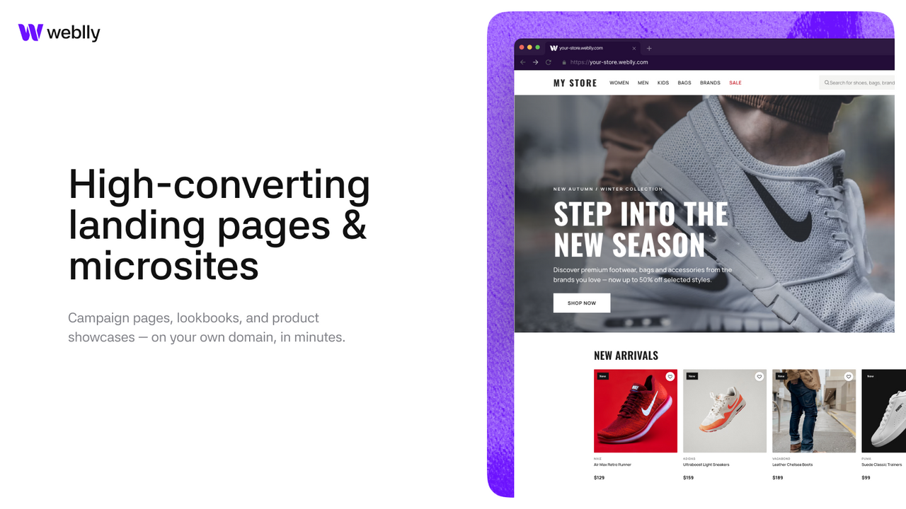 Banner highlighting Weblly's responsive design feature