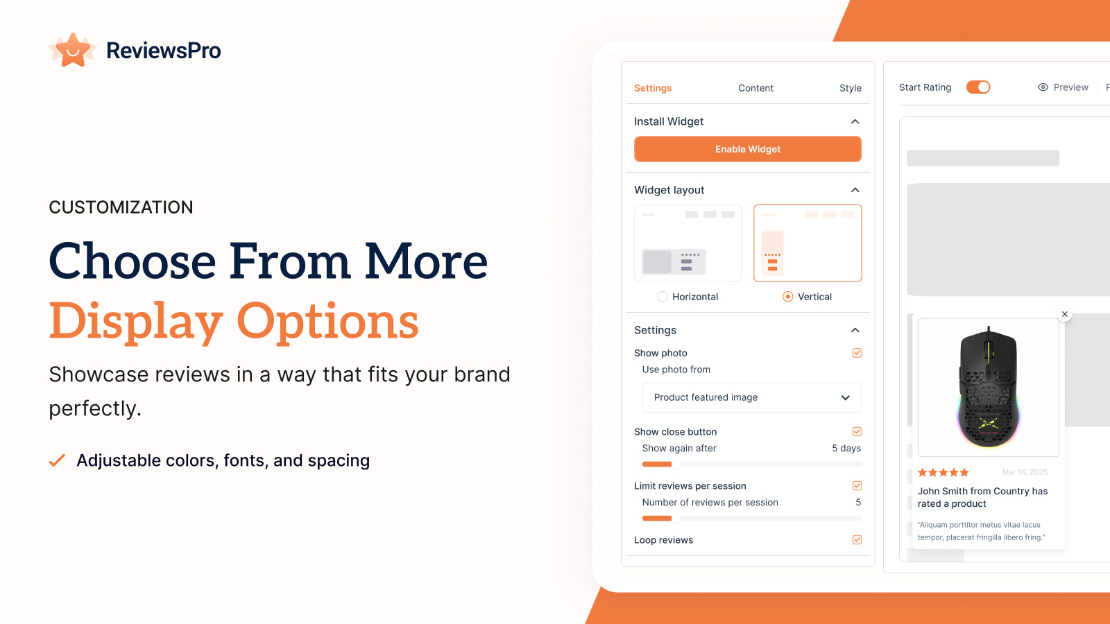 Choose from multiple widget types