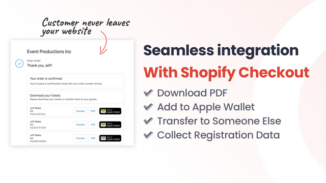 integrate event tickets with shopify checkout