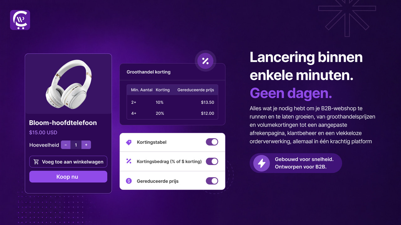 B2B groothandel prijsregel instellen op klanttag en product