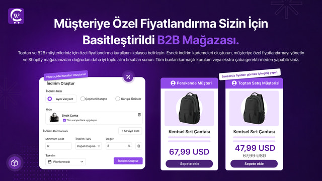 Sözleşmeli B2B hesaplar için müşteriye özel toptan fiyatlar