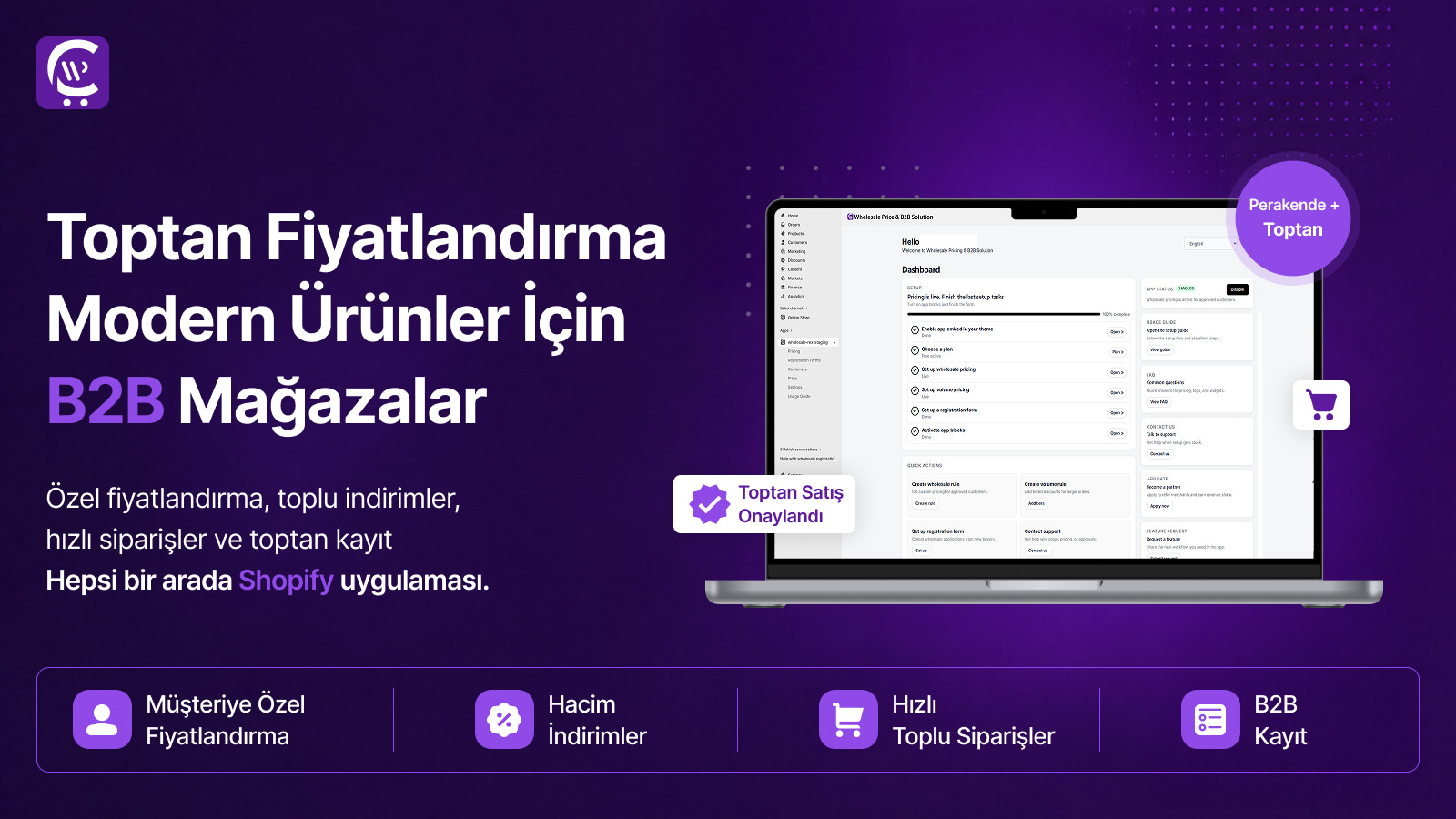 Sipariş, müşteri ve fiyat kurallarıyla B2B toptan paneli