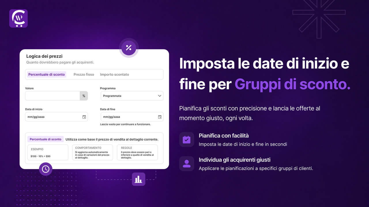 Programma sconti ingrosso e B2B per offerte a tempo limitato