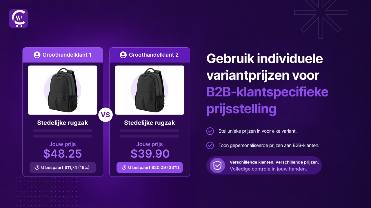 B2B groothandelsprijzen op variantniveau voor SKU deals