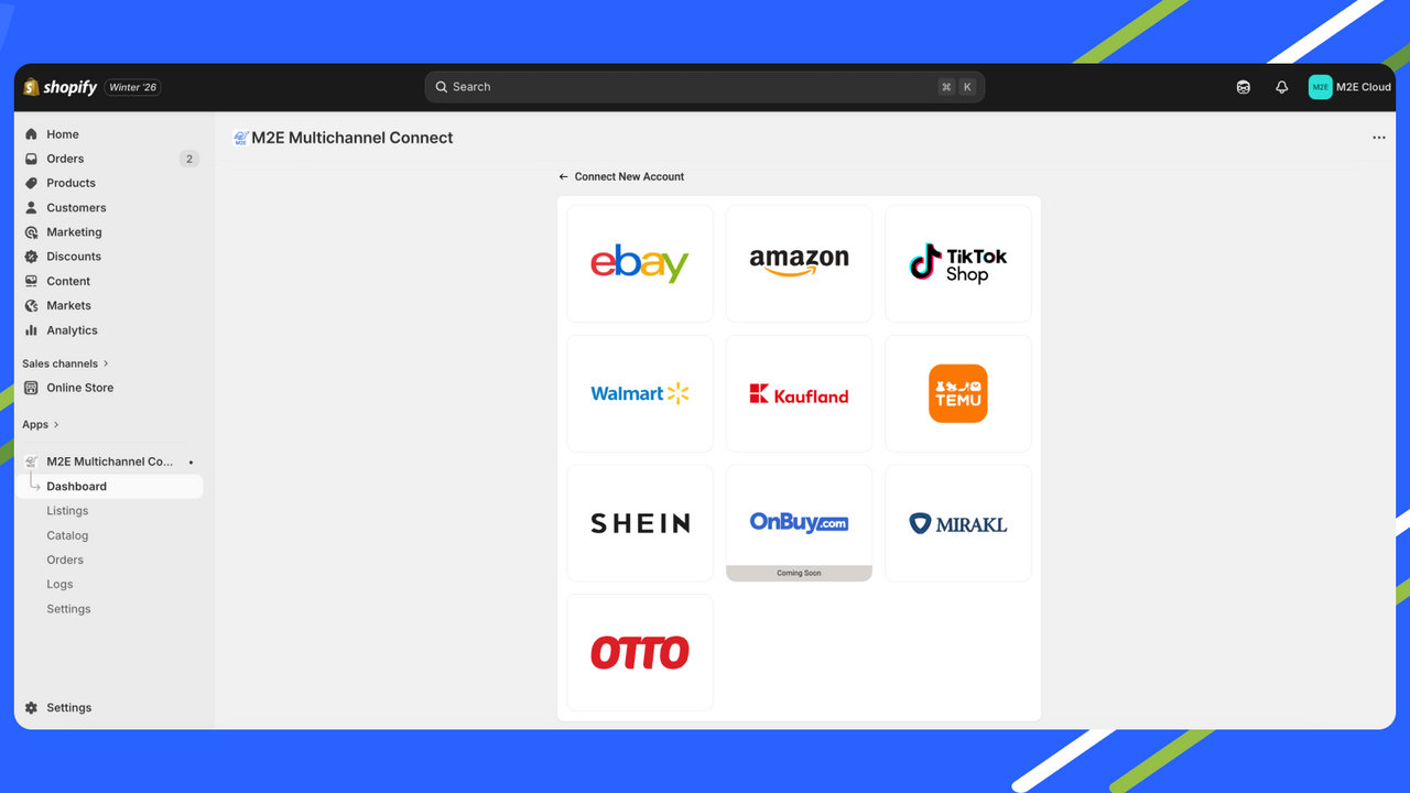 Connect marketplace account app