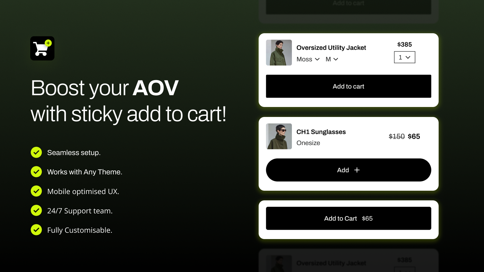Promotional banner of Sticky Add to Cart app by TVARKA.APPS