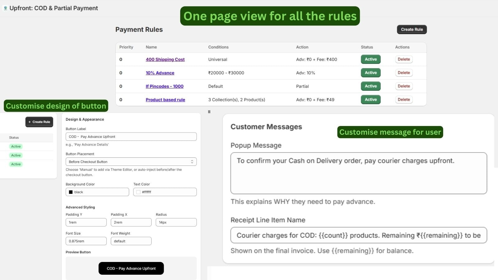 Customisable button, Custom rules