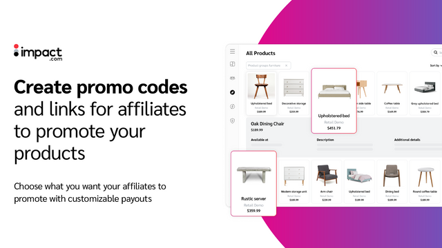 Create promo codes and links for affiliates to promote products
