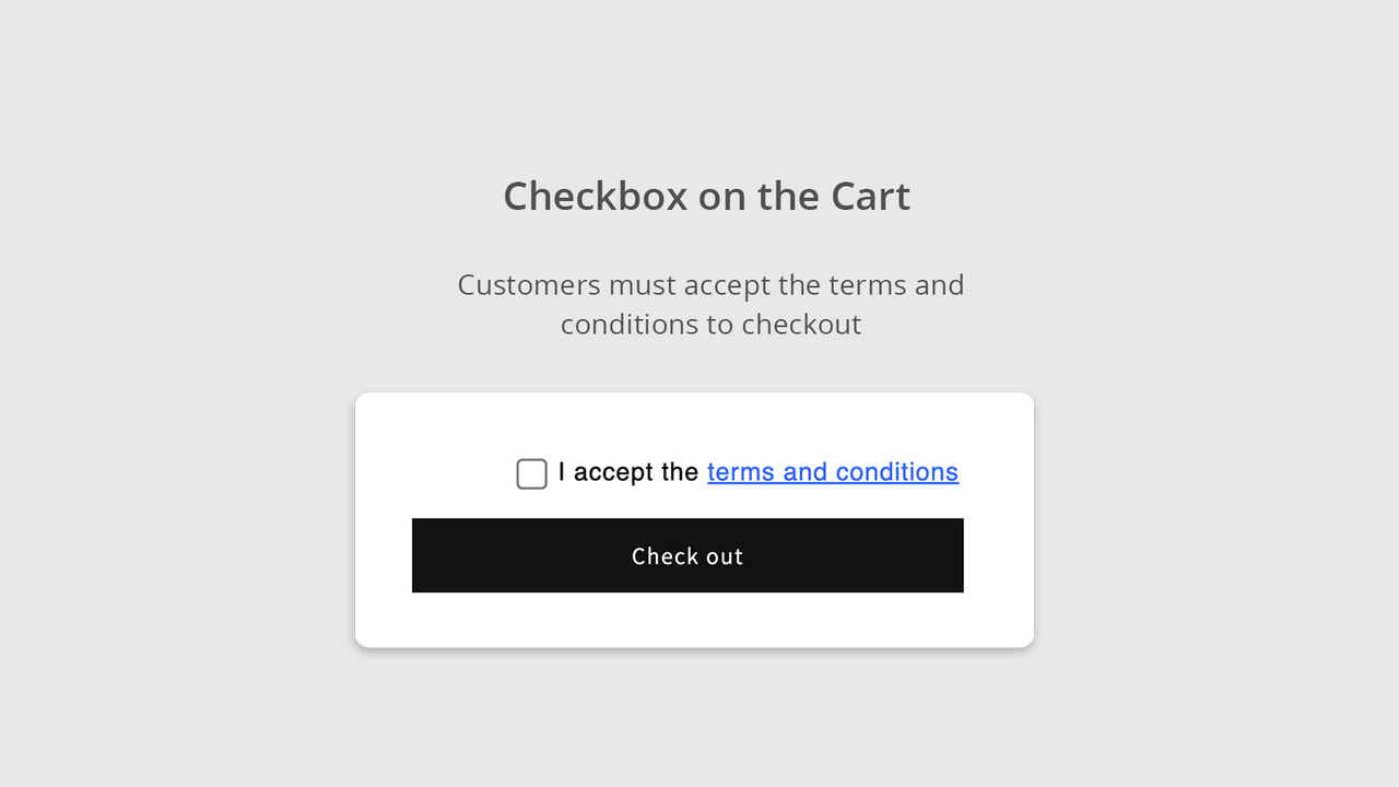 Shopify terms and conditions checkbox app - cart page