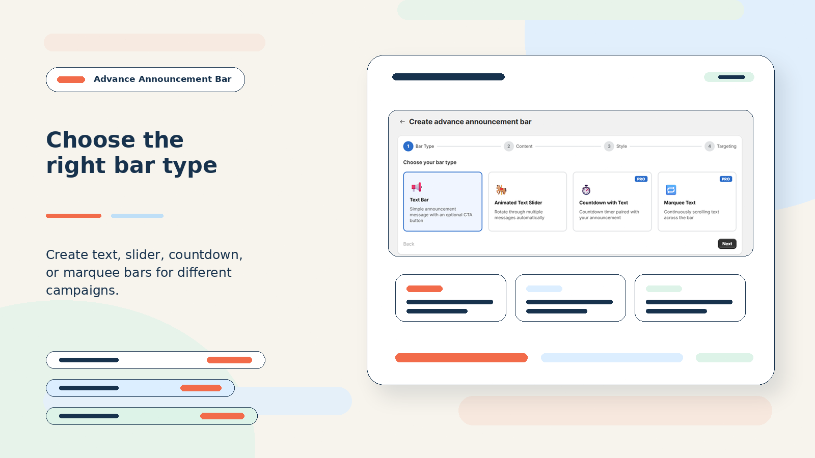 Create advance announcement bar type