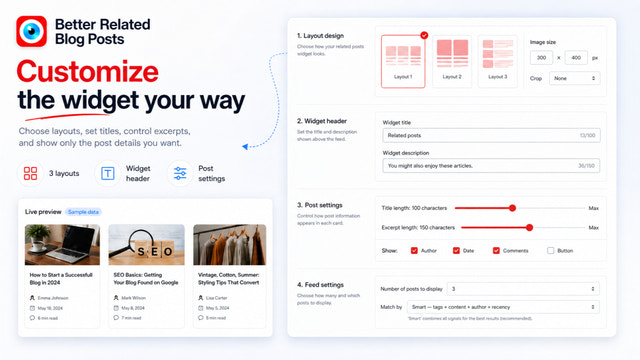 Customize related post layouts, titles, and excerpts