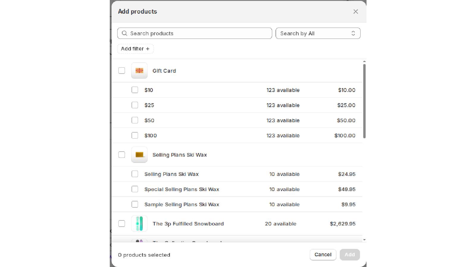 Selecting products for a bundle