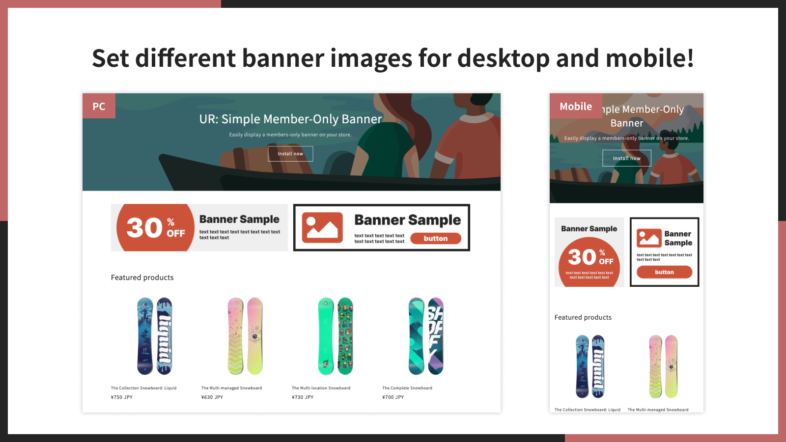 Set different banner images for desktop and mobile!