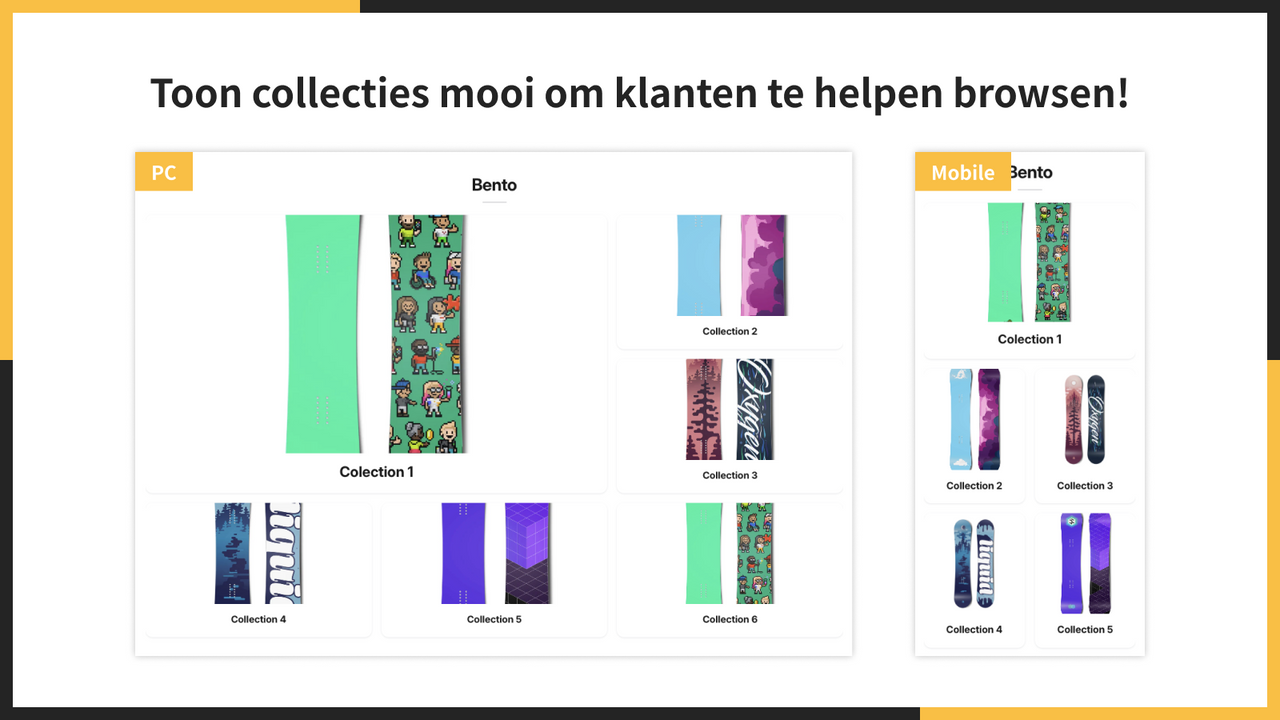Toon collecties mooi om klanten te helpen browsen!
