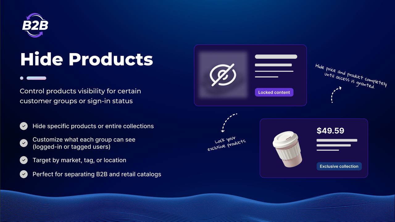 Hide specific products or entire collections for customer groups