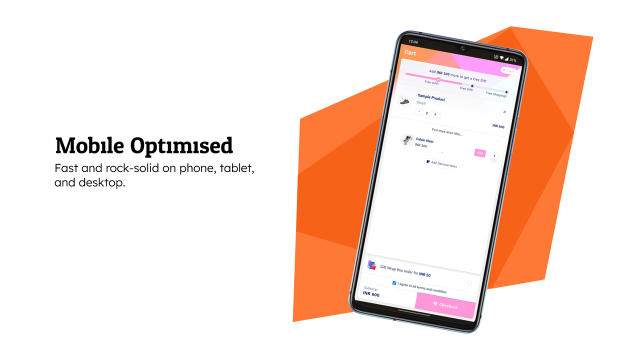 Mobile-optimized CornerCart cart UI for phones and tablets