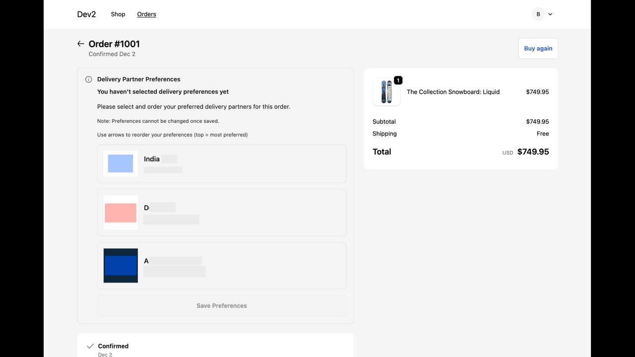 Customer Selection Screen