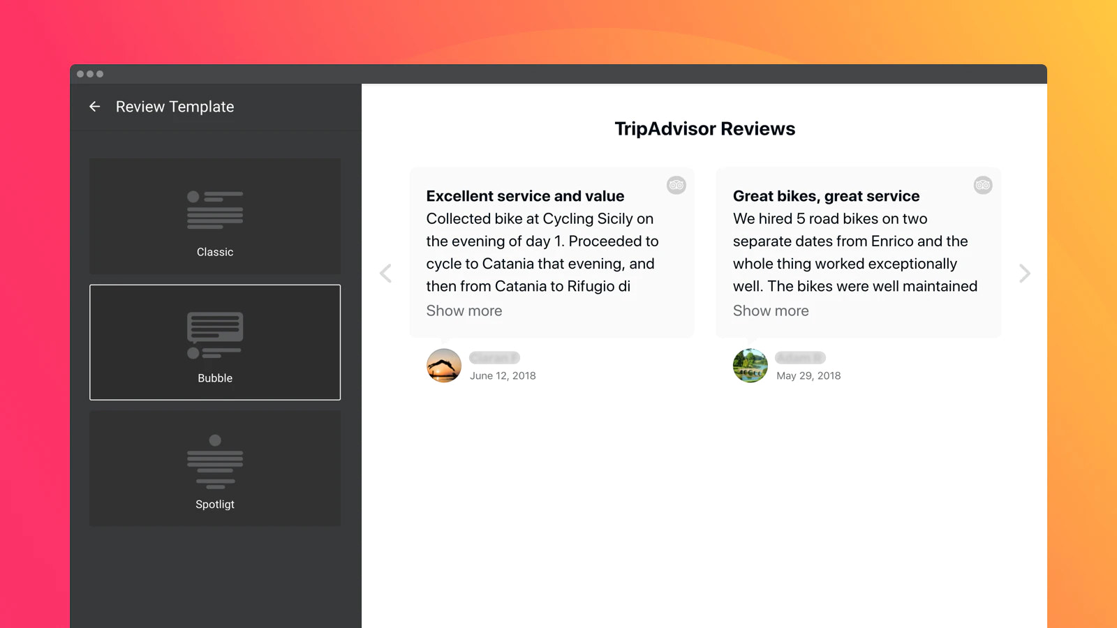 Choose a template to arrange text and author details