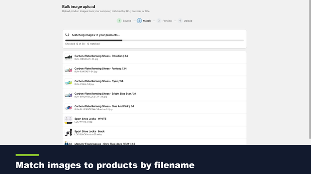 Match product images to products by filename