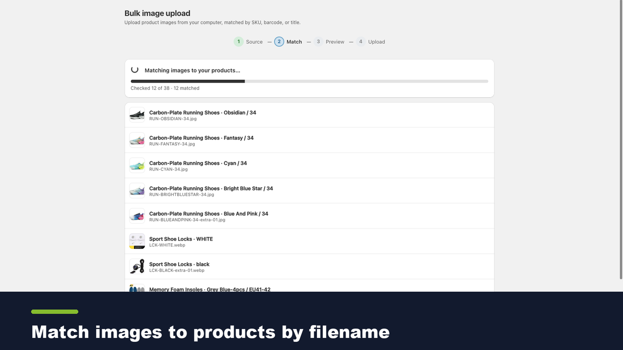 Match product images to products by filename