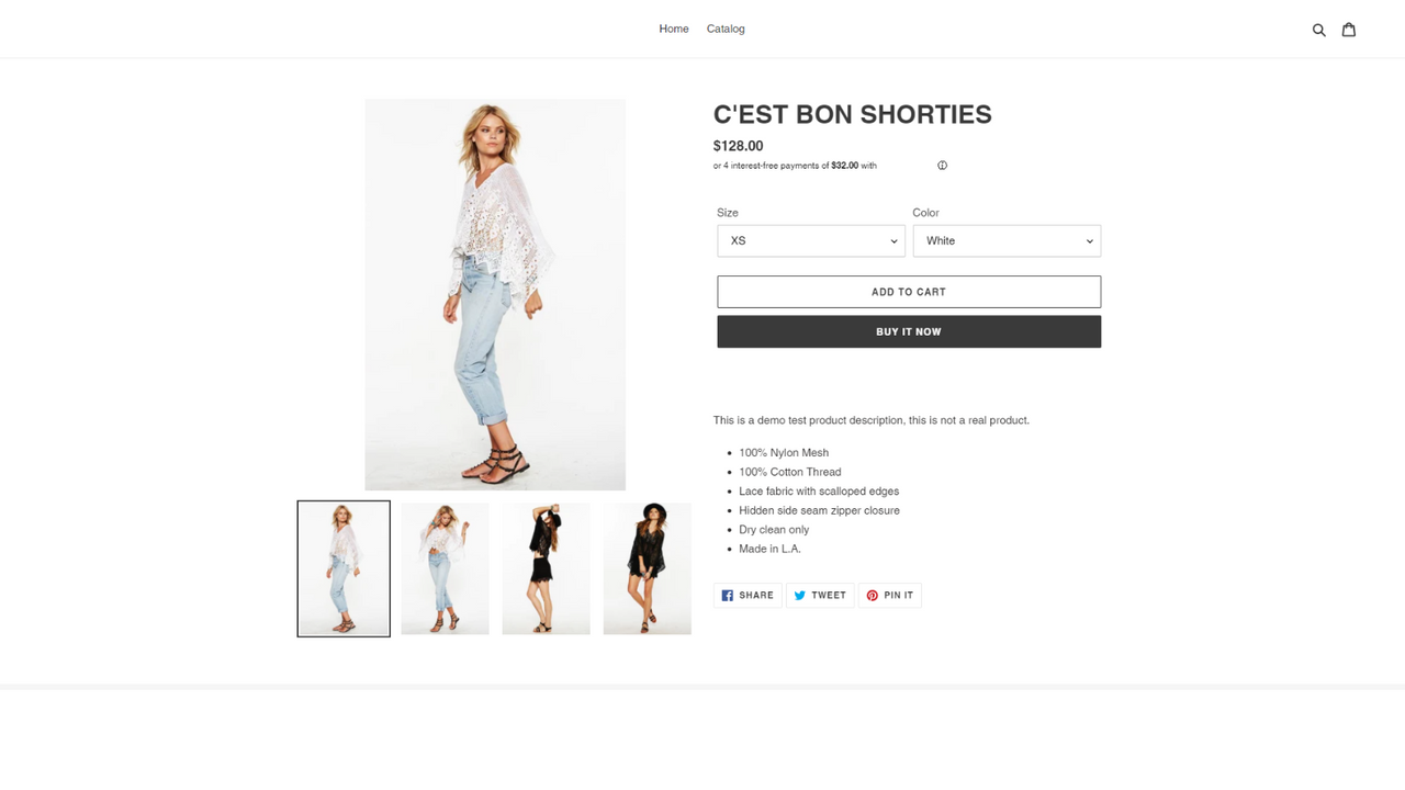 Product Page Information
