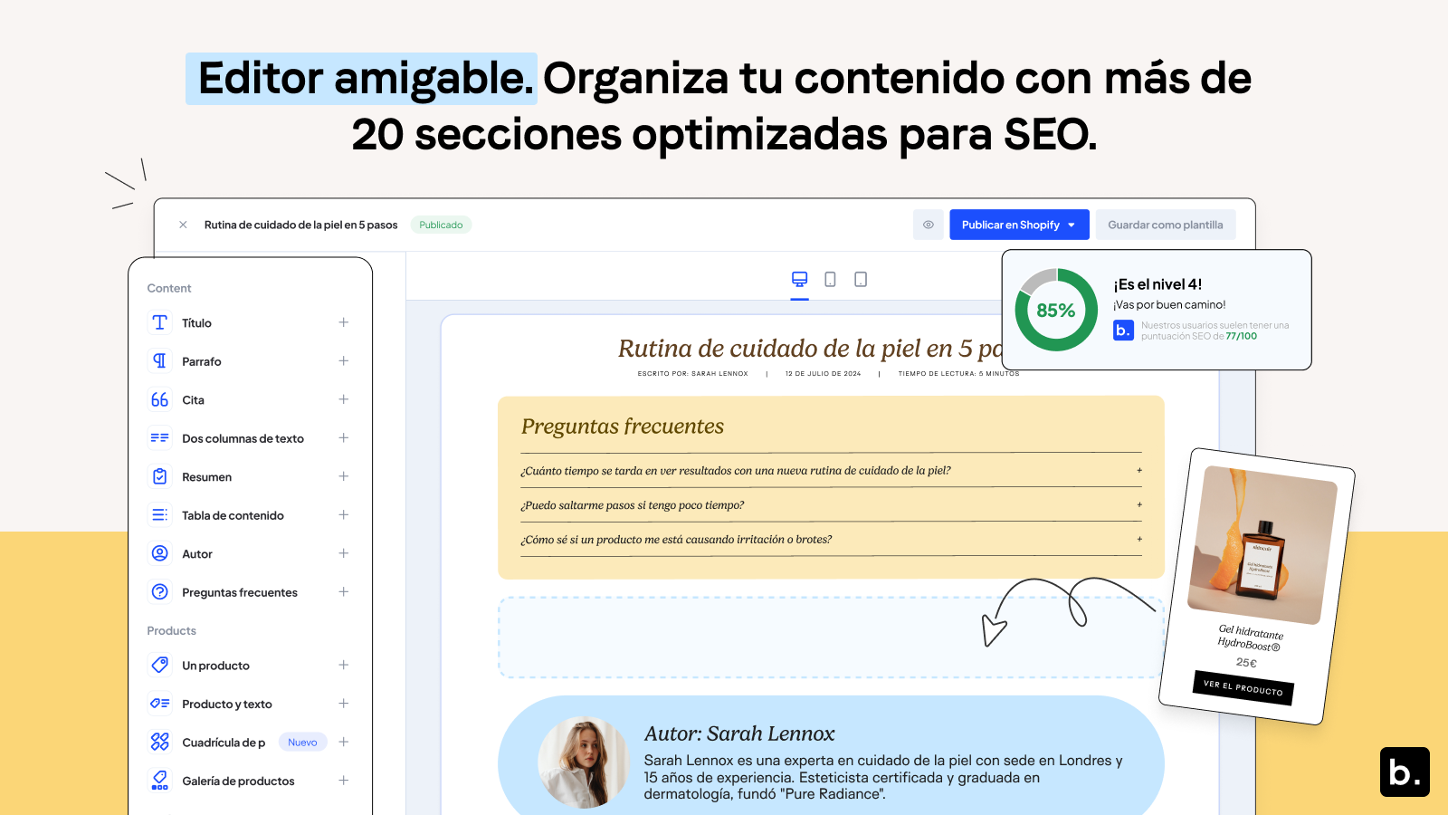 Diseña blogs con nuestro editor de arrastrar y soltar