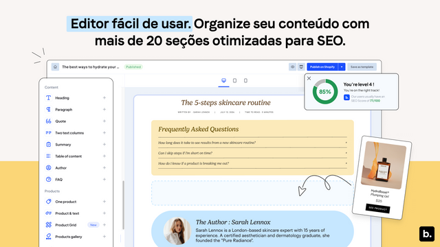 Crie blogs com nosso editor de arrastar e soltar