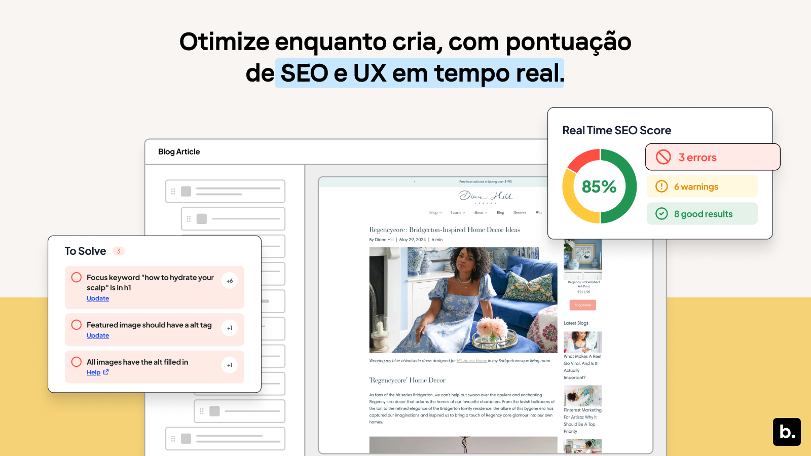 Receba dicas em tempo real de otimização para SEO e UX