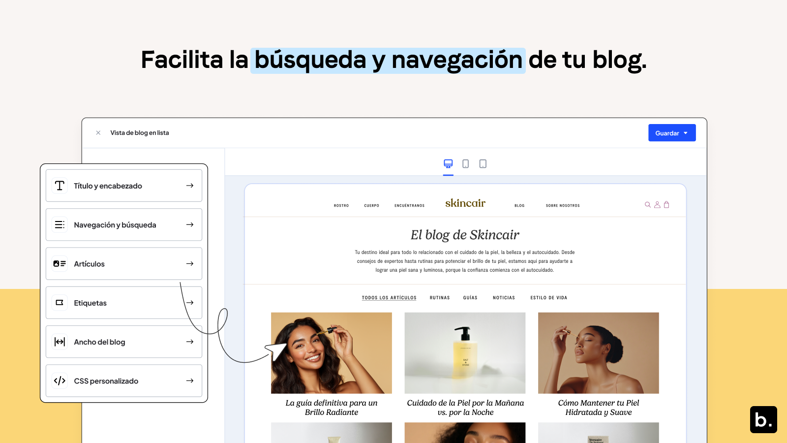 Agrega búsqueda y navegación