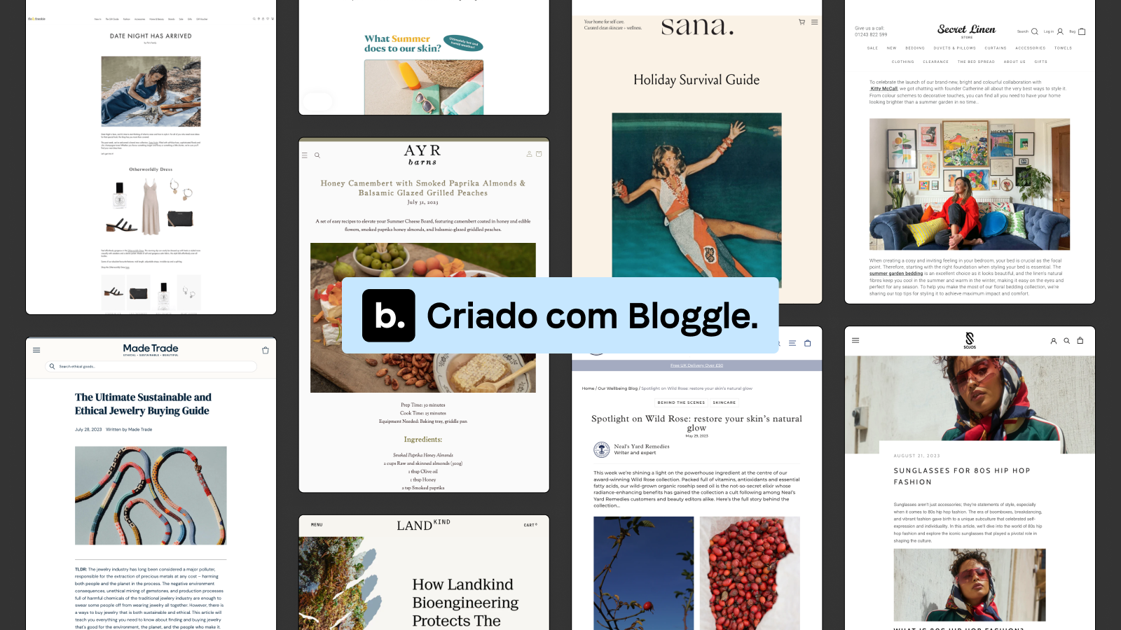 Exemplos de blogs criados com Bloggle