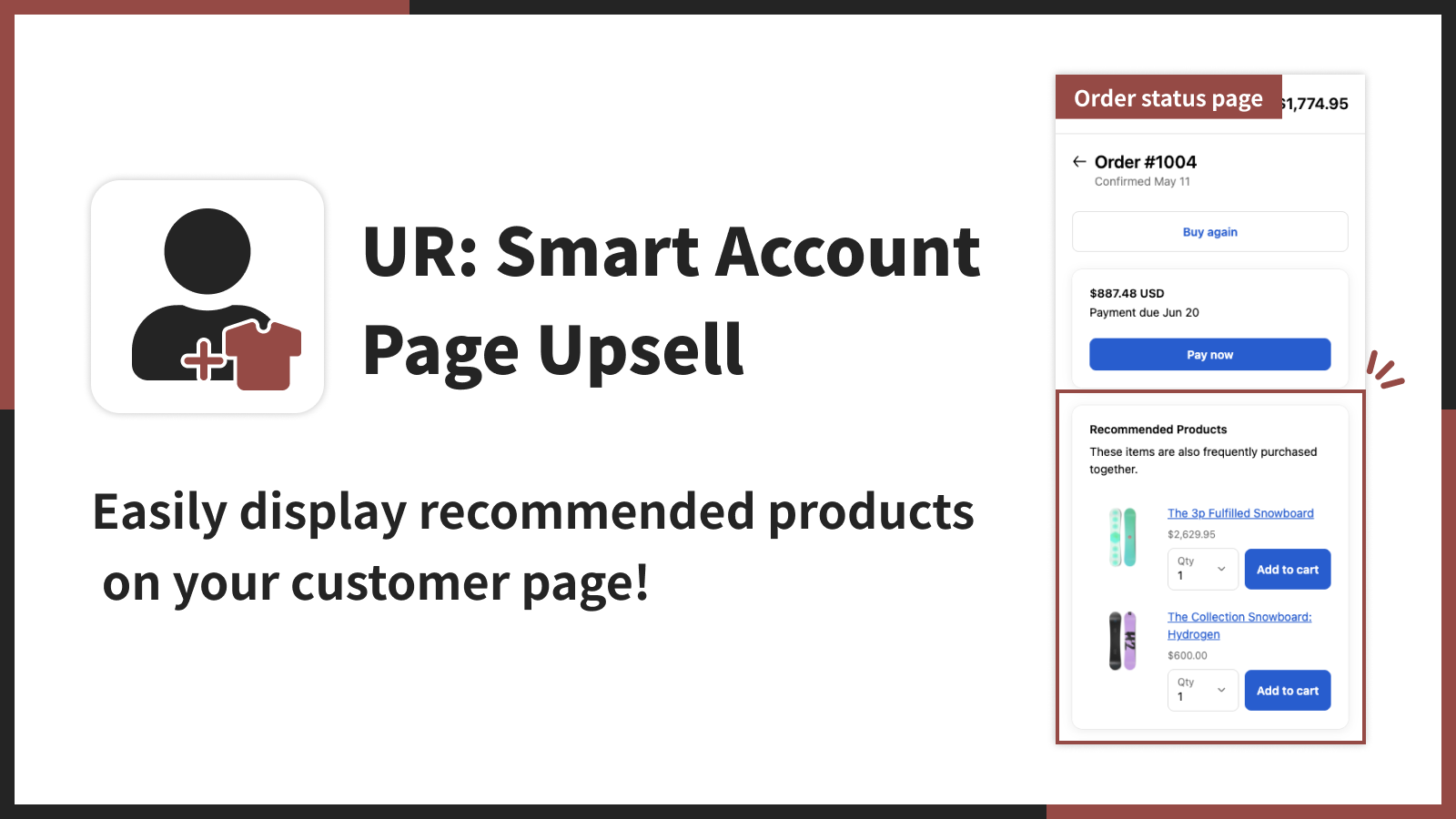 Easily display recommended products on your customer page!