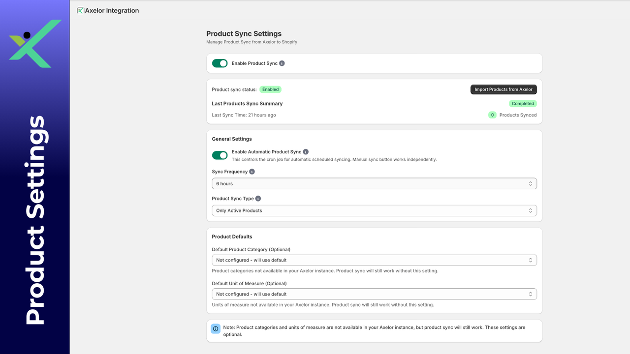 Product Setting Banner