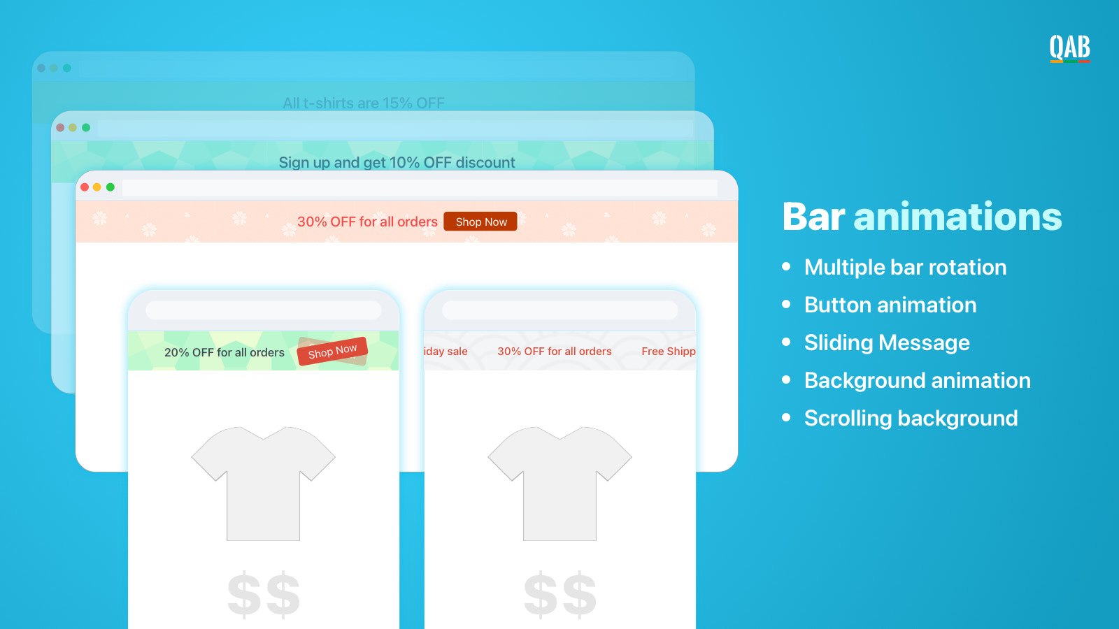 App Shopify, Quick Announcement Bar da Hextom, Notificação