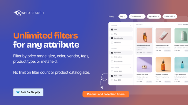 Shopify customizable product and collection filters 
