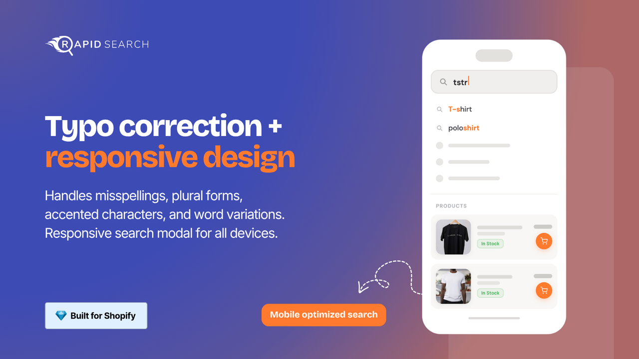 Shopify typo-tolerant search that fixes misspellings fast