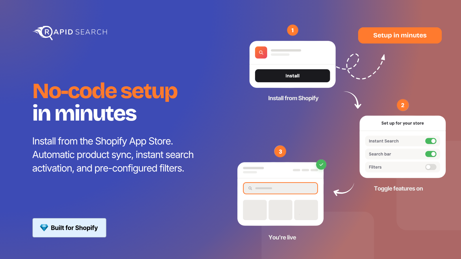 Shopify search app setup in under 3 minutes – Rapid Search